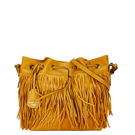 Samantha Thavasa Fringe Leather Handbag Yellow