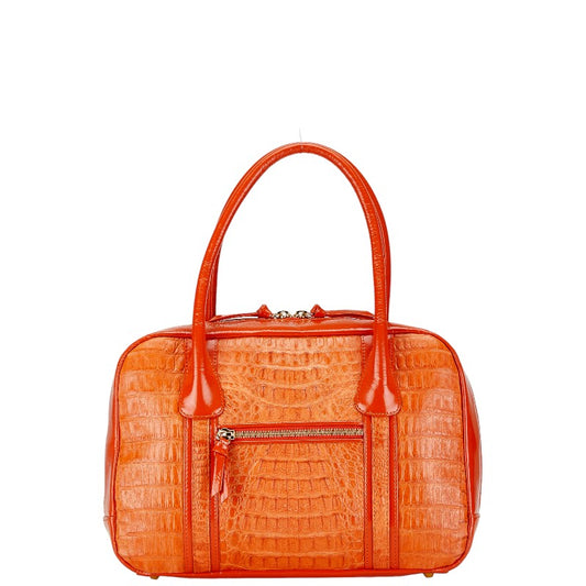 RODANIA Crocodile Enamel Tote Handbag Orange