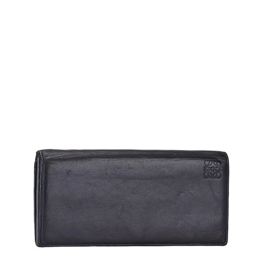 Loewe Anagram Leather Long Wallet Black Gray