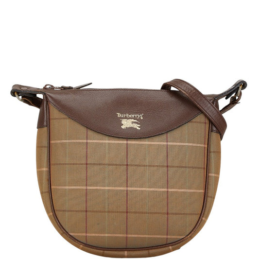 Burberry Check Canvas Leather Shoulder Bag