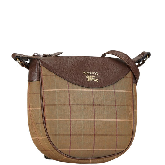 Burberry Check Canvas Leather Shoulder Bag