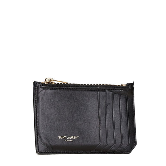 Saint Laurent Leather Zip Card Case