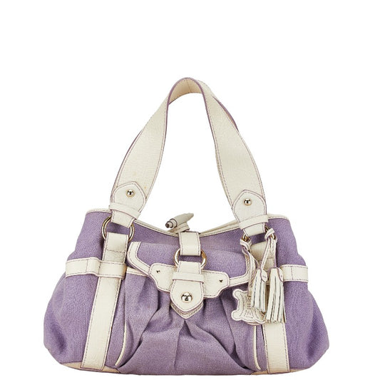 Celine Canvas Leather Handbag Purple White