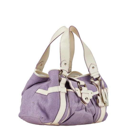 Celine Canvas Leather Handbag Purple White