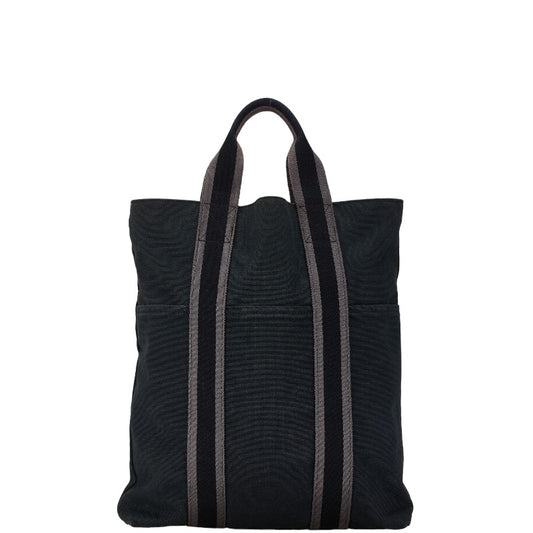 Hermes Canvas Cabas Tote Bag Black Gray