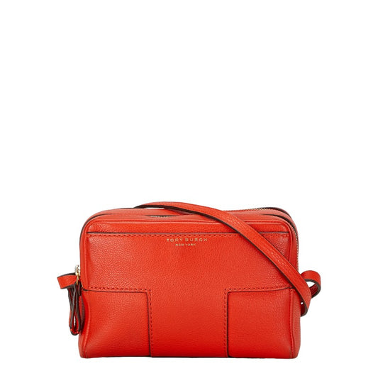 Tory Burch Leather Logo Shoulder Bag Orange