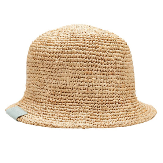 Giorgio Armani Logo Straw Hat Beige Raffia Leather