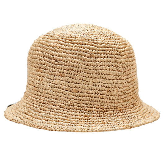 Giorgio Armani Logo Straw Hat Beige Raffia Leather