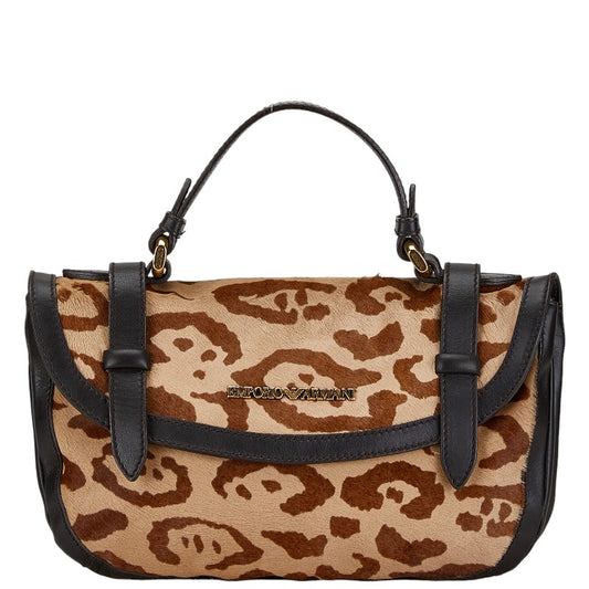 Emporio Armani Leopard Motif Leather Handbag