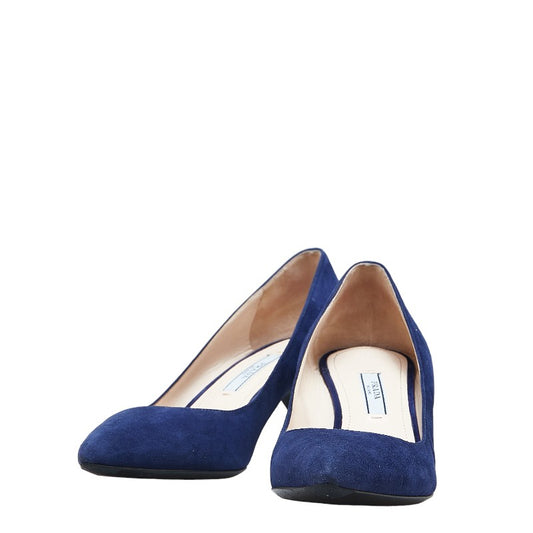 Prada Suede Heel Pumps Blue Women