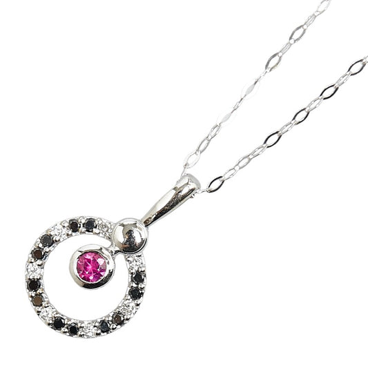 K18WG White Gold Ruby Diamond Necklace