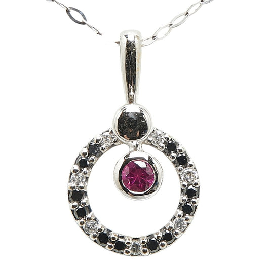 K18WG White Gold Ruby Diamond Necklace