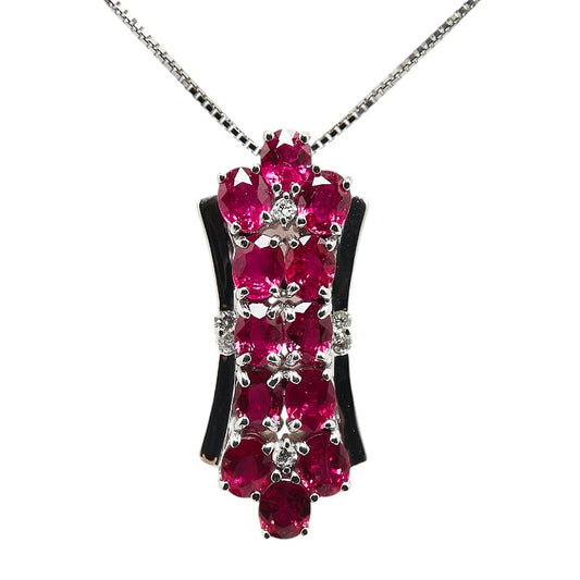 K18WG White Gold Ruby 4.02ct Diamond 0.12ct Necklace