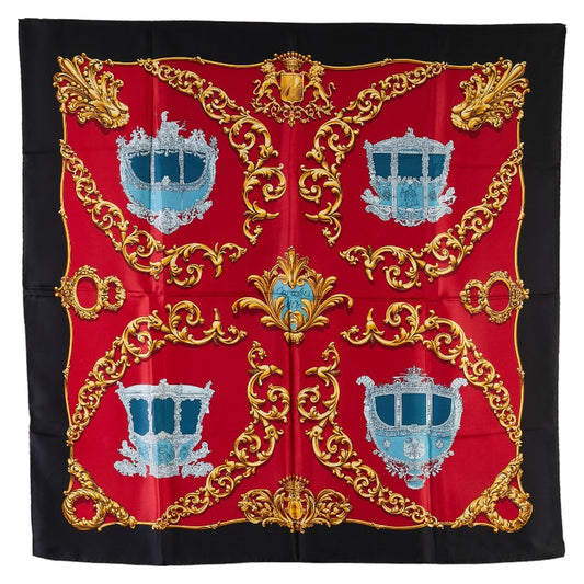 Hermes Silk Scarf Carrosses d'Or Red