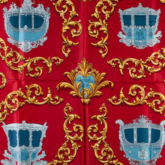 Hermes Silk Scarf Carrosses d'Or Red