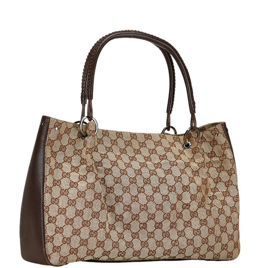 Gucci GG Canvas Leather Tote Bag 115015