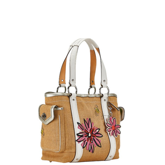 Coach Floral Raffia Leather Tote Bag 9447