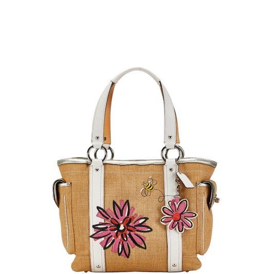 Coach Floral Raffia Leather Tote Bag 9447