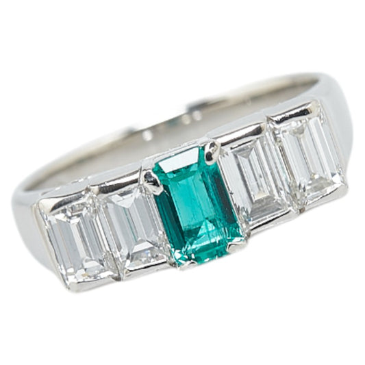 Pt900 Platinum Emerald 0.54ct Diamond 1.20ct Ring