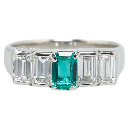 Pt900 Platinum Emerald 0.54ct Diamond 1.20ct Ring