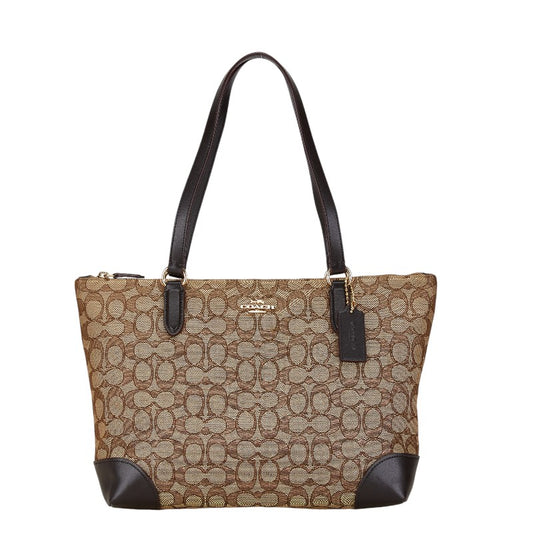 Coach Signature Canvas Leather Tote Bag