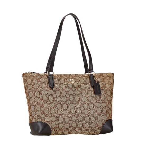 Coach Signature Canvas Leather Tote Bag