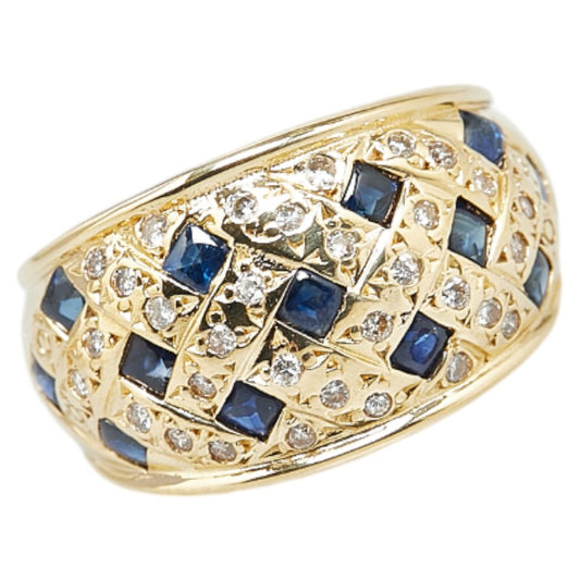 K18YG Yellow Gold Sapphire Diamond Ring