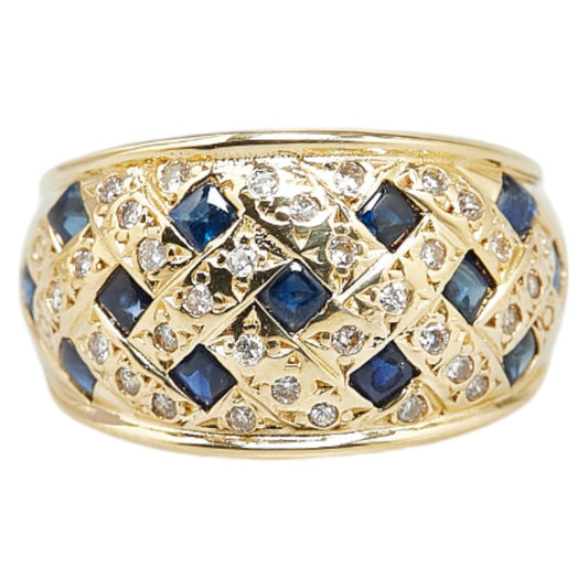 K18YG Yellow Gold Sapphire Diamond Ring