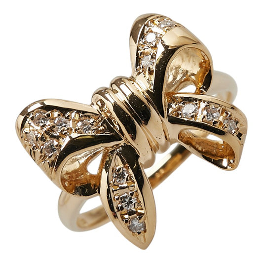 K18YG Yellow Gold Diamond Ribbon Ring 8.5