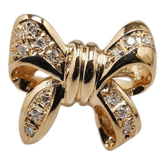 K18YG Yellow Gold Diamond Ribbon Ring 8.5