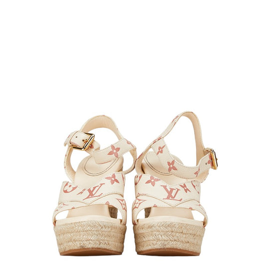 Louis Vuitton Leather Espadrille Wedge Sandals