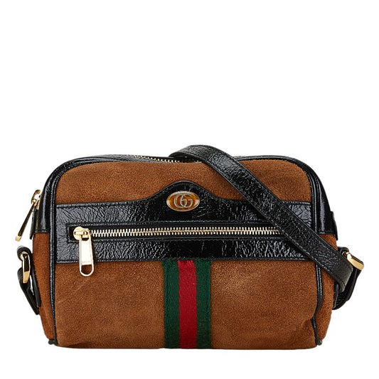 Gucci Ophidia Suede Patent Leather Shoulder Bag