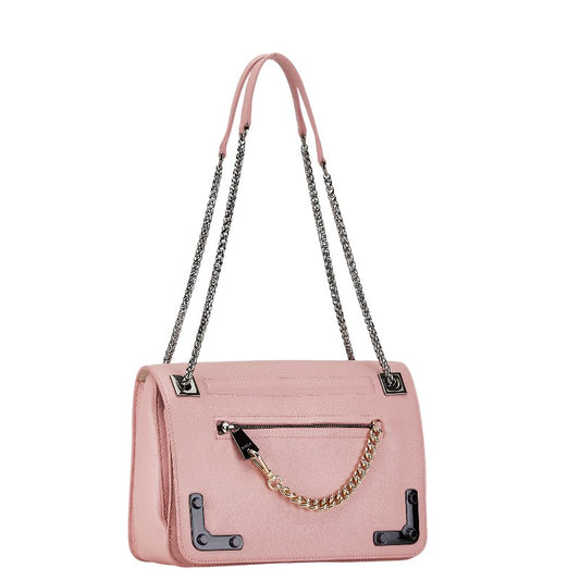 Furla Leather Handbag Chain Shoulder Bag Pink