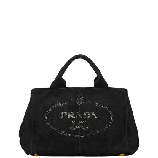 Prada Canapa Mini Canvas Handbag Black