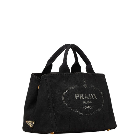 Prada Canapa Mini Canvas Handbag Black