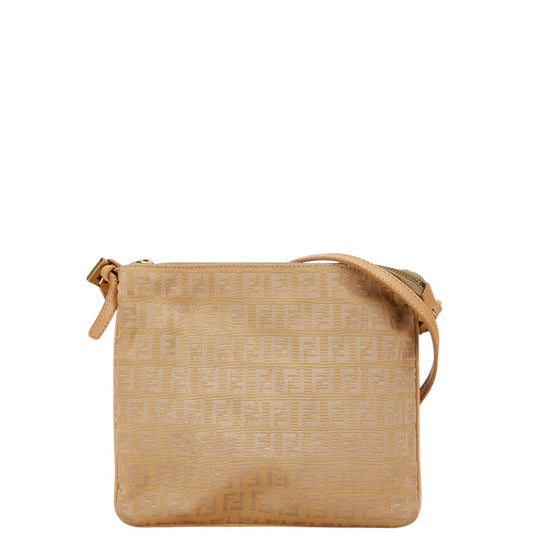 Fendi Zucca Canvas Leather Shoulder Bag