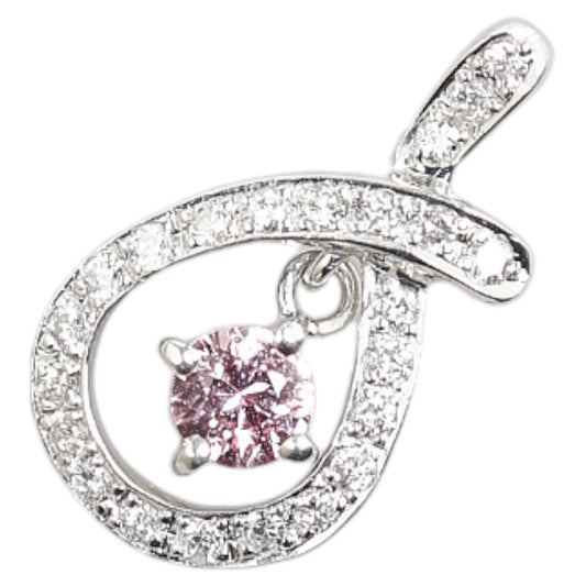 K18WG White Gold Pink Sapphire Teardrop Pendant