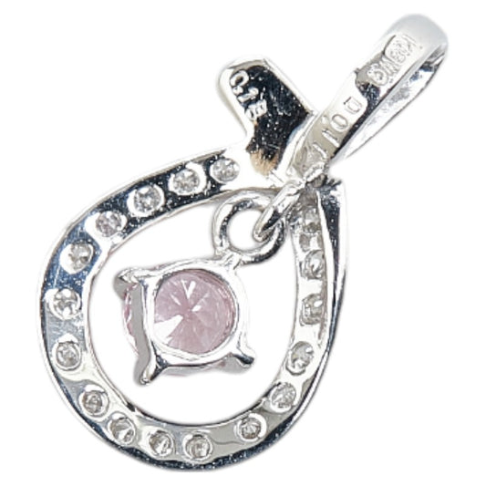 K18WG White Gold Pink Sapphire Teardrop Pendant