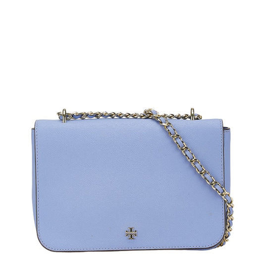 Tory Burch Leather Chain Shoulder Handbag Blue