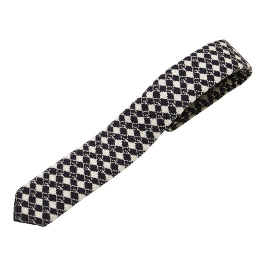 Gucci Wool G Mark Knit Tie Navy White