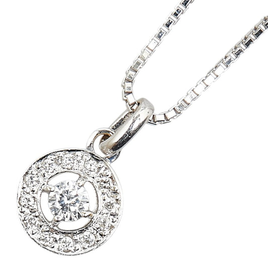 K18WG White Gold Diamond Pendant Necklace