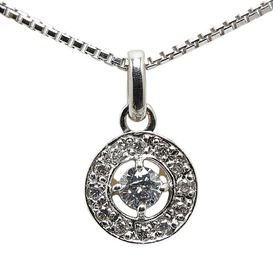 K18WG White Gold Diamond Pendant Necklace