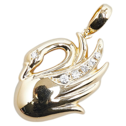 Tasaki K18YG Yellow Gold Diamond Swan Pendant