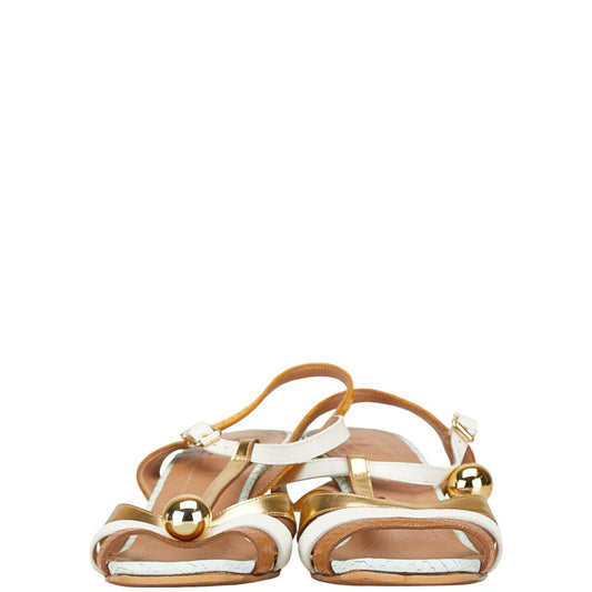 Marni Leather Strap Sandals Brown Blue