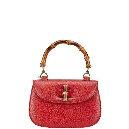 Gucci Bamboo Leather Handbag Red