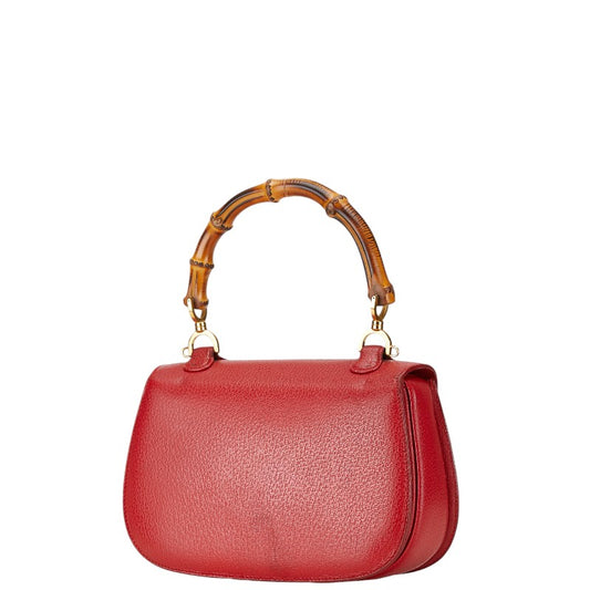 Gucci Bamboo Leather Handbag Red