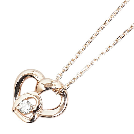 K10PG Pink Gold Diamond Heart Pendant Necklace