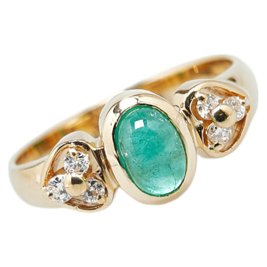 K18YG Emerald Diamond Ring 9.5