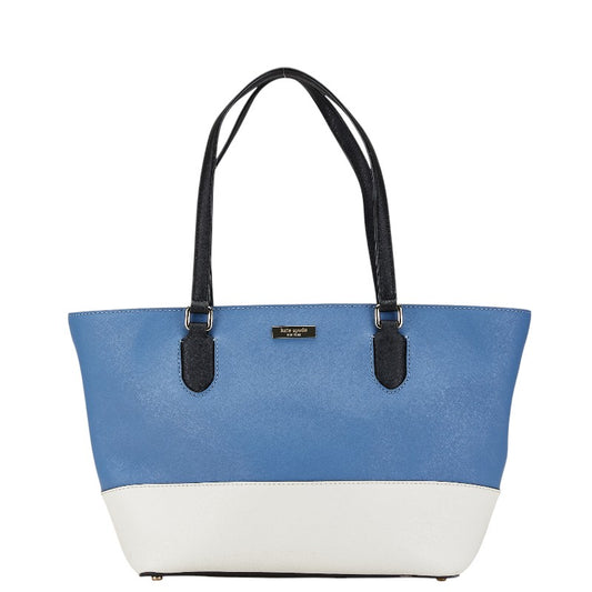 Kate Spade Leather Tote Handbag Blue White