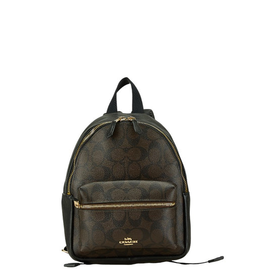 Coach Signature Backpack F58315 Dark Brown Black PVC Leather